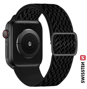 Swissten řemínek pro Apple Watch nylonový 38 / 40 / 41 mm, černá (se sponou)