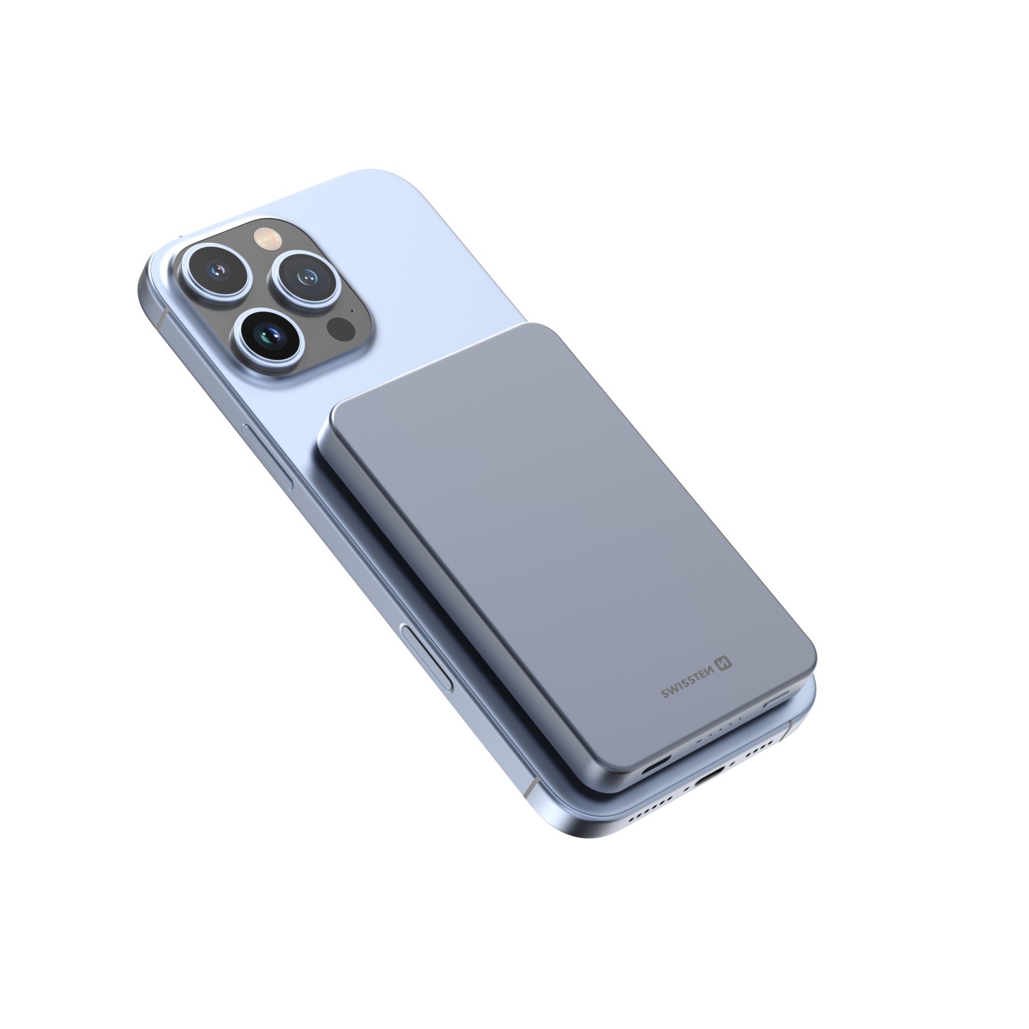 SWISSTEN POWER BANK FUSION 5000 mAh S NABÍJENÍM APPLE WATCH (kompatibilní s MagSafe) STŘÍBRNÁ