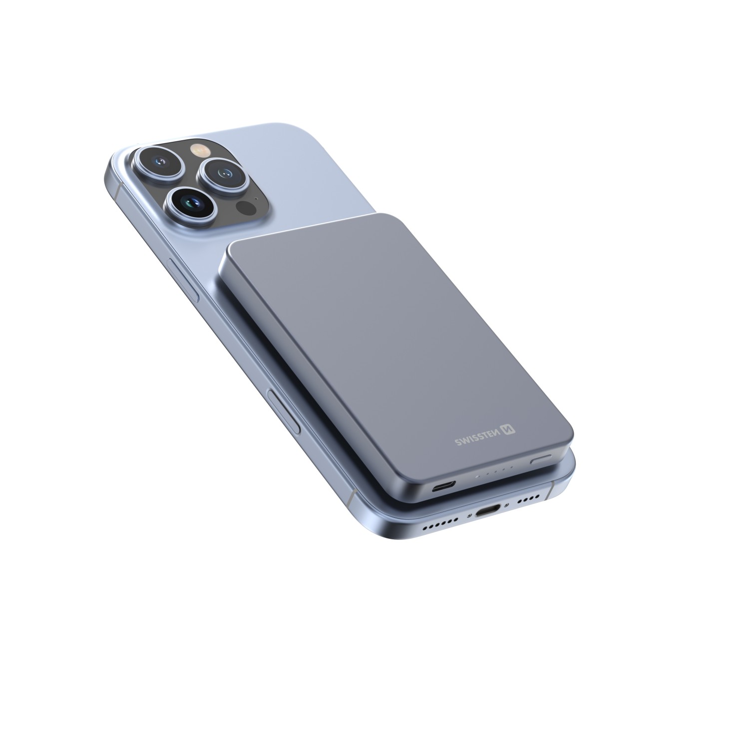 SWISSTEN POWER BANK FUSION 10000 mAh S NABÍJENÍM APPLE WATCH (kompatibilní s MagSafe) STŘÍBRNÁ