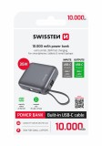 SWISSTEN POWER BANK SPACE 10000 mAh, 35W S INTEGROVANÝM KABELEM USB-C STŘÍBRNÁ