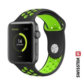 Swissten remienok pre Apple Watch silikónový - šport 38 / 40 / 41 mm, čierno zelená