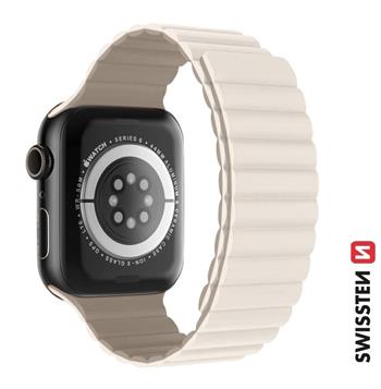 Swissten řemínek pro Apple Watch silikonový - magnetic 38 / 40 / 41 mm, bílá cappucino