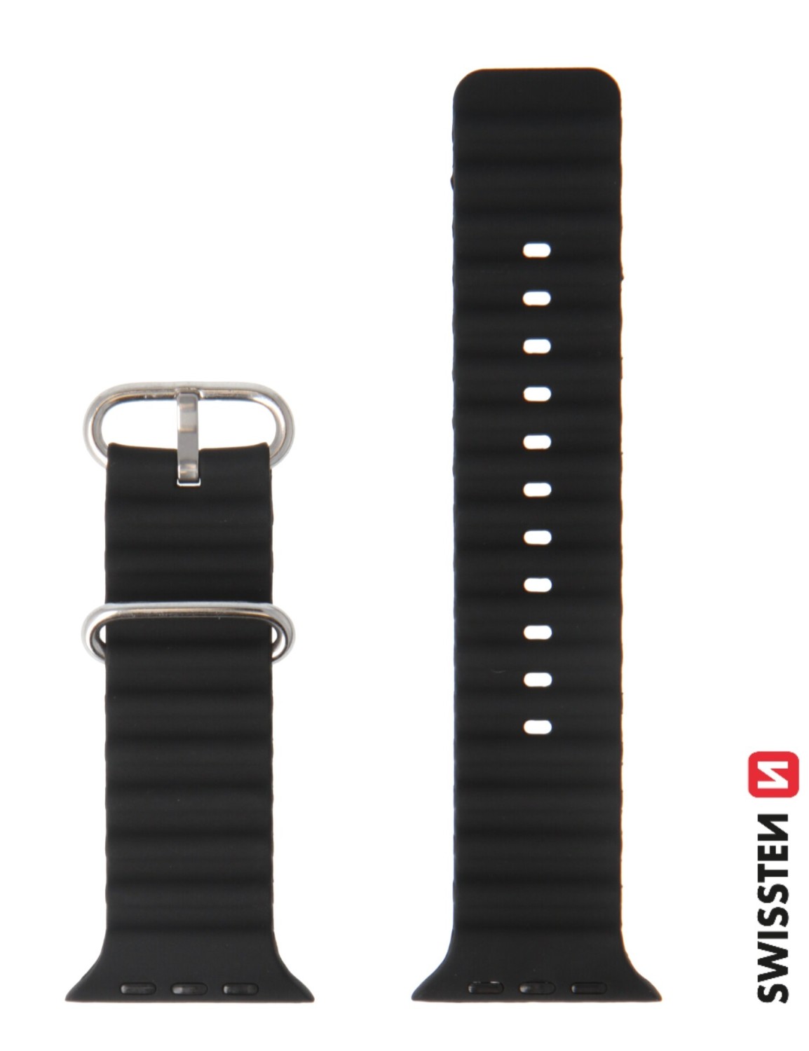 Swissten řemínek pro Apple Watch silikonový marine straps 42 / 44 / 45 / 49 mm, černá