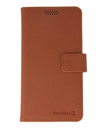 Flipové pouzdro SWISSTEN LIBRO UNI BOOK II XL, hnědá koženka (158 x 80 mm)