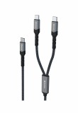 Nabíjecí kabel Swissten 2v1 100w USB-C / 2x USB-C 1,5m černá