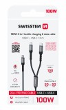 Nabíjecí kabel Swissten 2v1 100w USB-C / 2x USB-C 1,5m černá
