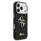 Guess PU Fixed Glitter 4G Metal Frame Zadní Kryt pro iPhone 17 Pro Black