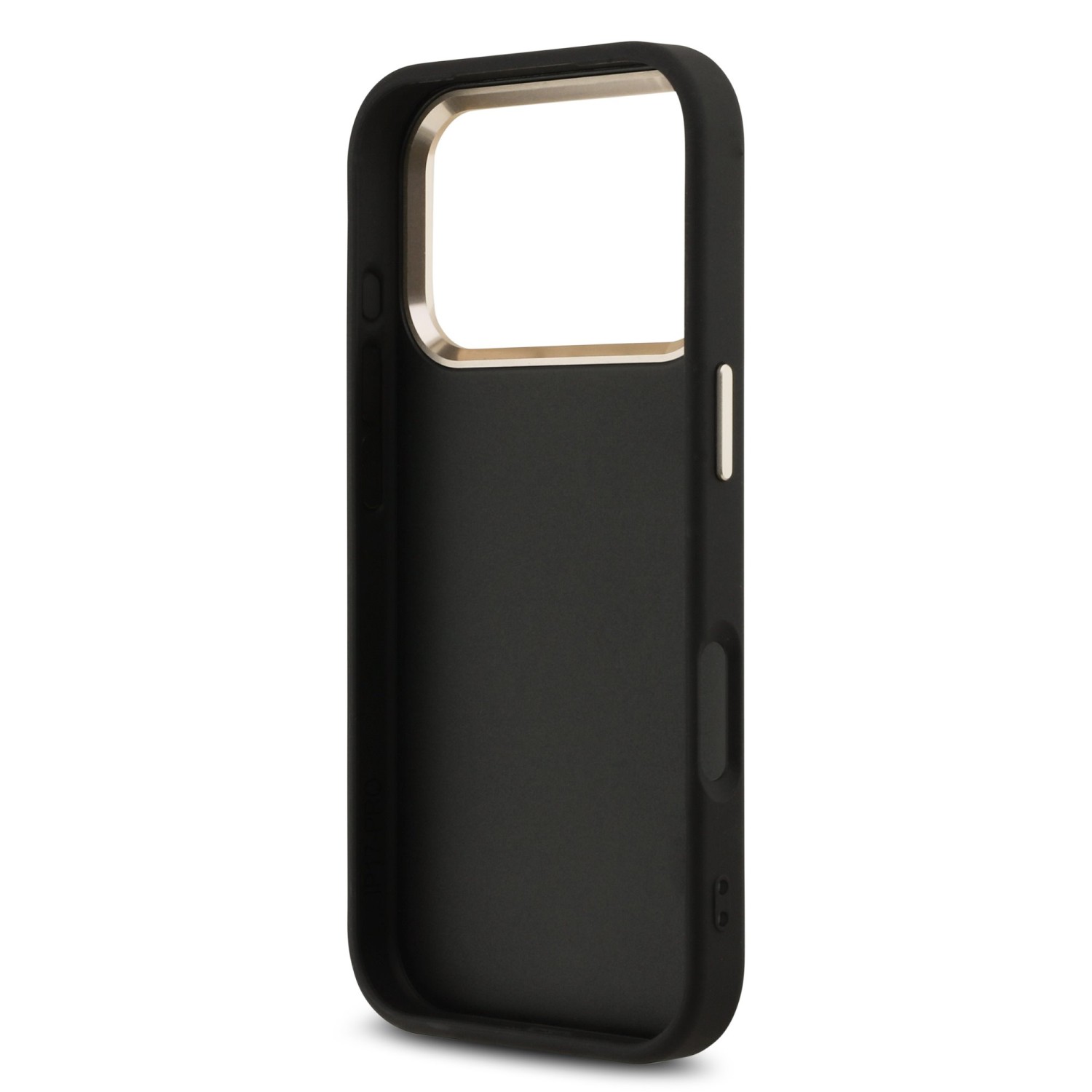 Guess PU Fixed Glitter 4G Metal Frame Zadní Kryt pro iPhone 17 Pro Black