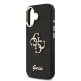Guess PU Fixed Glitter 4G Metal Frame Zadní Kryt pro iPhone 17 Black