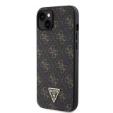 Guess PU 4G Triangle Metal Logo Zadní Kryt pro iPhone 15 Plus Black
