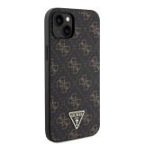 Guess PU 4G Triangle Metal Logo Zadní Kryt pro iPhone 15 Plus Black