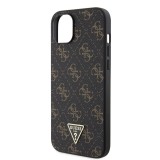 Guess PU 4G Triangle Metal Logo Zadní Kryt pro iPhone 15 Plus Black