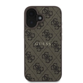 Zadný kryt Guess PU 4G Classic Logo MagSafe pre Apple iPhone 16 Plus, hnedá