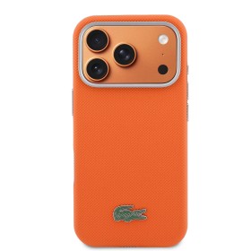 Zadný kryt Lacoste PVC Petit Pique Semi Wrap MagSafe pre Apple iPhone 17 Pro Max, oranžová