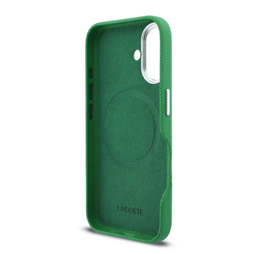 Lacoste PVC Iconic Petit Pique Metal Logo MagSafe Zadní Kryt pro iPhone 16 Estragon Green