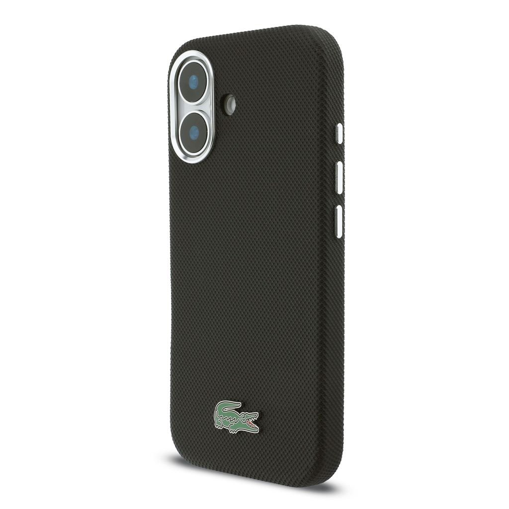 Lacoste PVC Iconic Petit Pique Metal Logo MagSafe Zadní Kryt pro iPhone 16 Black