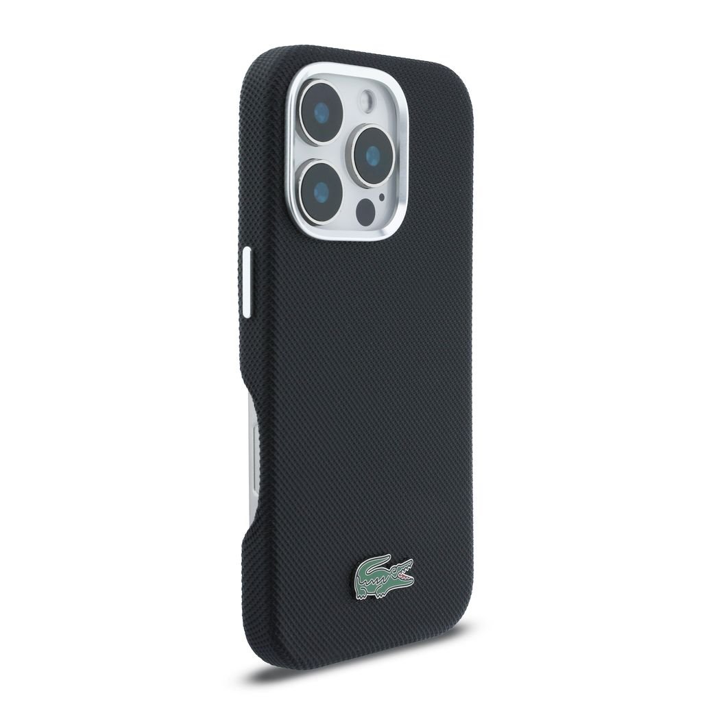 Lacoste PVC Iconic Petit Pique Metal Logo MagSafe Zadní Kryt pro iPhone 16 Pro Black