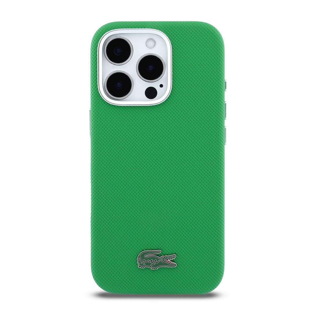 Lacoste PVC Iconic Petit Pique Metal Logo MagSafe Zadní Kryt pro iPhone 16 Pro Estragon Green