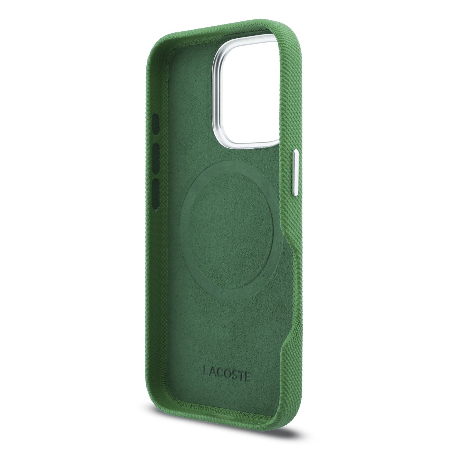 Lacoste PVC Iconic Petit Pique Metal Logo MagSafe Zadní Kryt pro iPhone 16 Pro Max Estragon Green