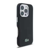 Lacoste PVC Iconic Petit Pique Metal Logo MagSafe Zadný Kryt pre iPhone 16 Pro Max Black