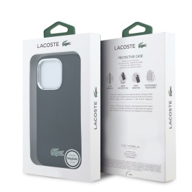 Lacoste PVC Iconic Petit Pique Metal Logo MagSafe Zadný Kryt pre iPhone 16 Pro Max Black