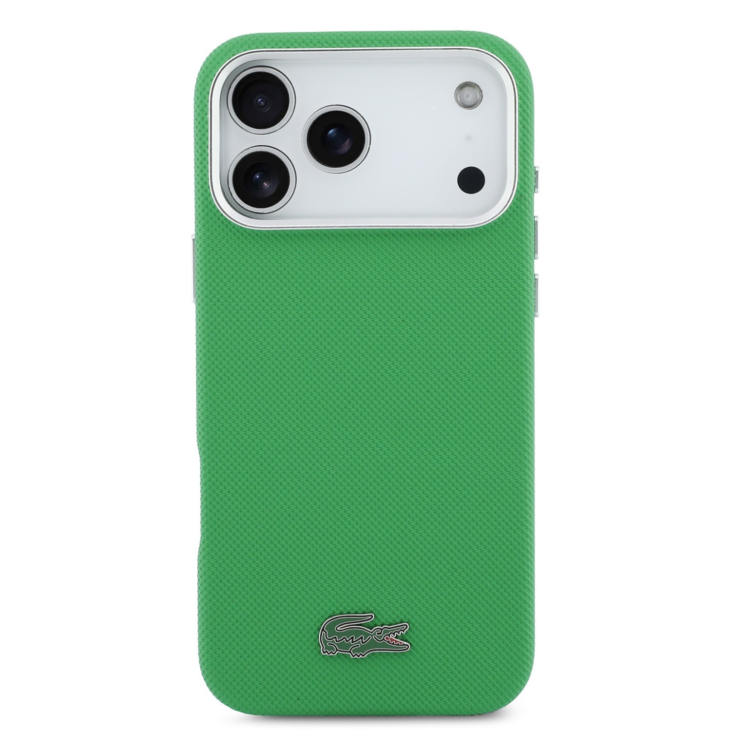 Lacoste PVC Iconic Petit Pique Metal MagSafe Zadný Kryt pre iPhone 17 Pre Max Green