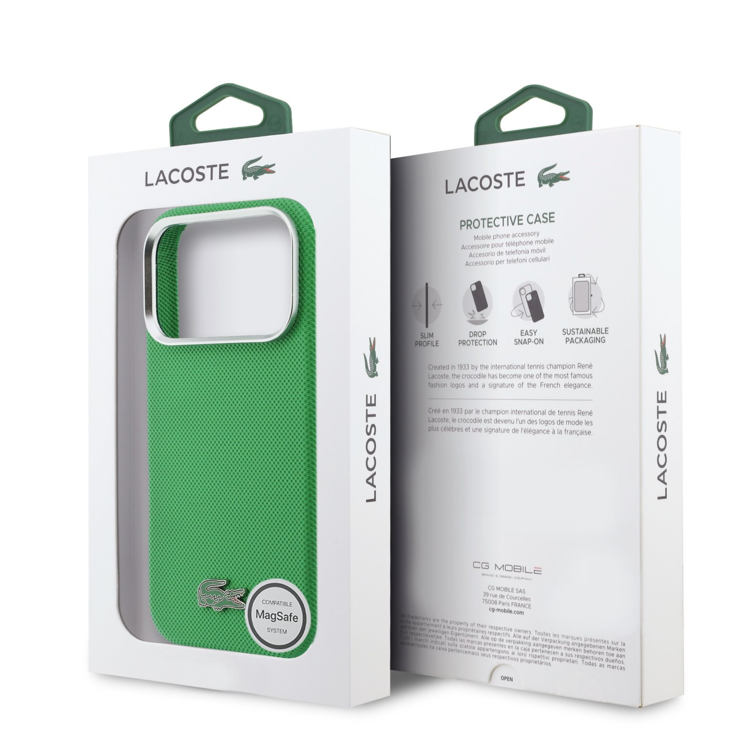 Lacoste PVC Iconic Petit Pique Metal MagSafe Zadný Kryt pre iPhone 17 Pre Max Green