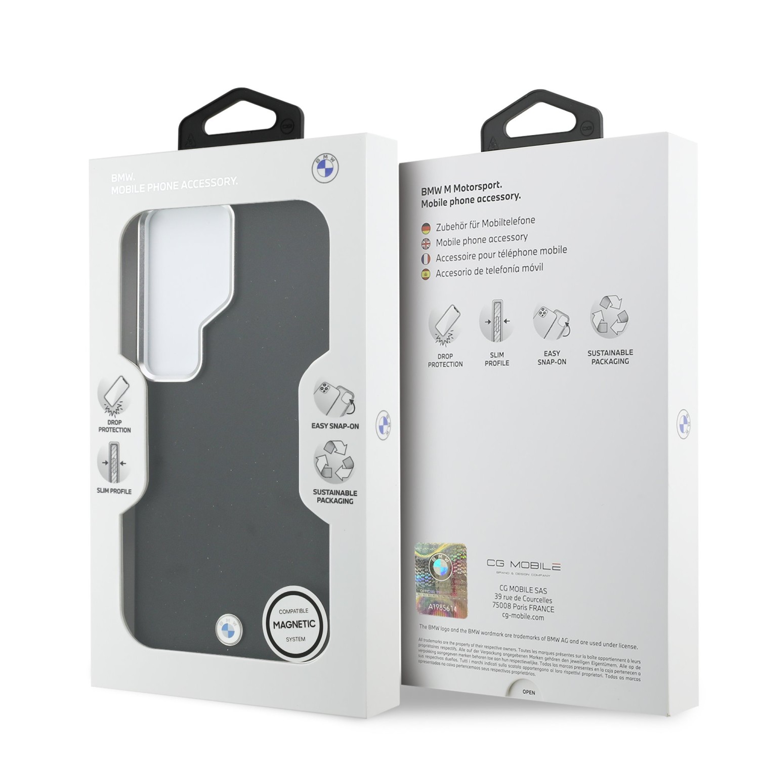 BMW Signature PU Leather Metal Logo Magnetic Zadní kryt pro Samsung Galaxy S26 Ultra Black