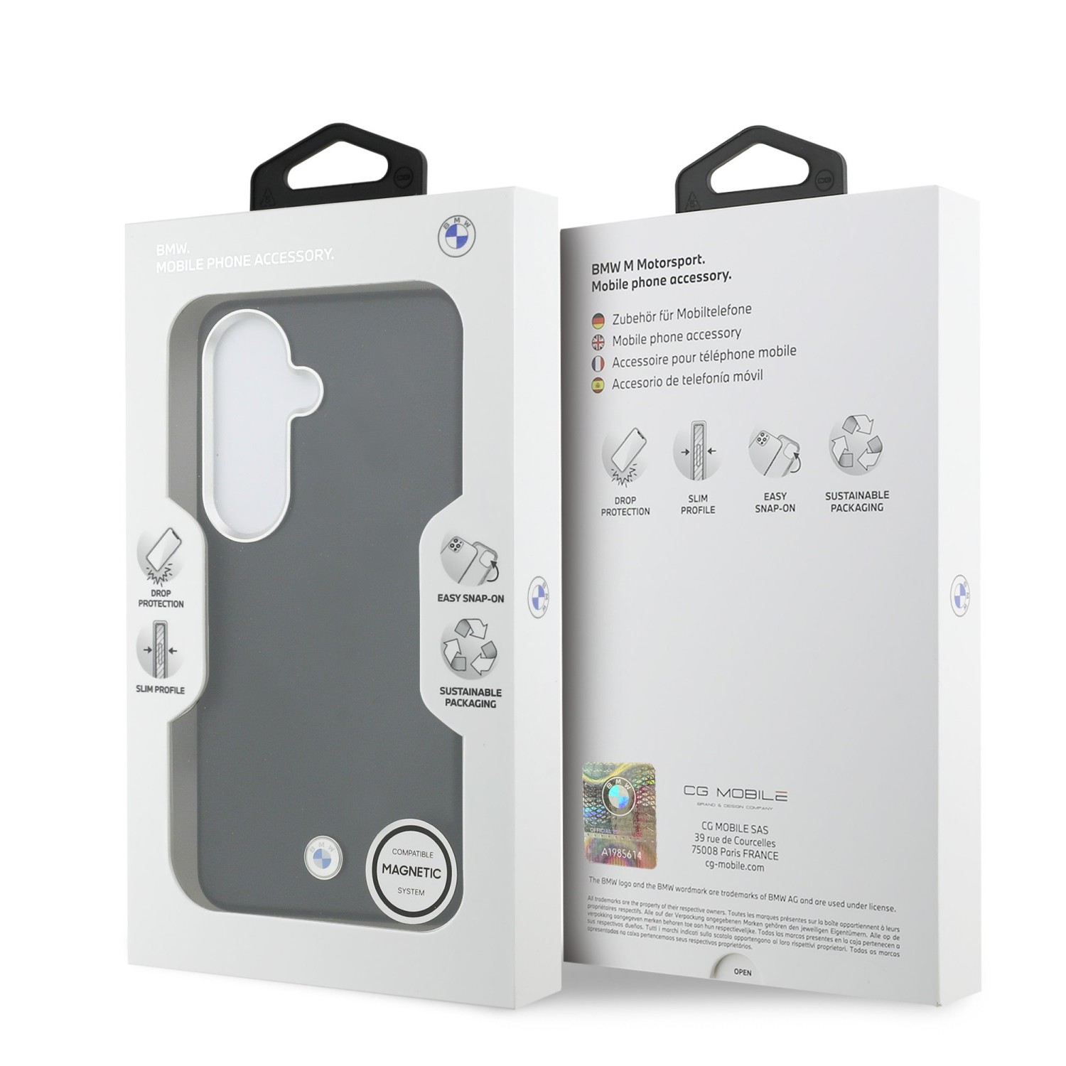 BMW Signature PU Leather Metal Logo Magnetic Zadní kryt pro Samsung Galaxy S26 Black