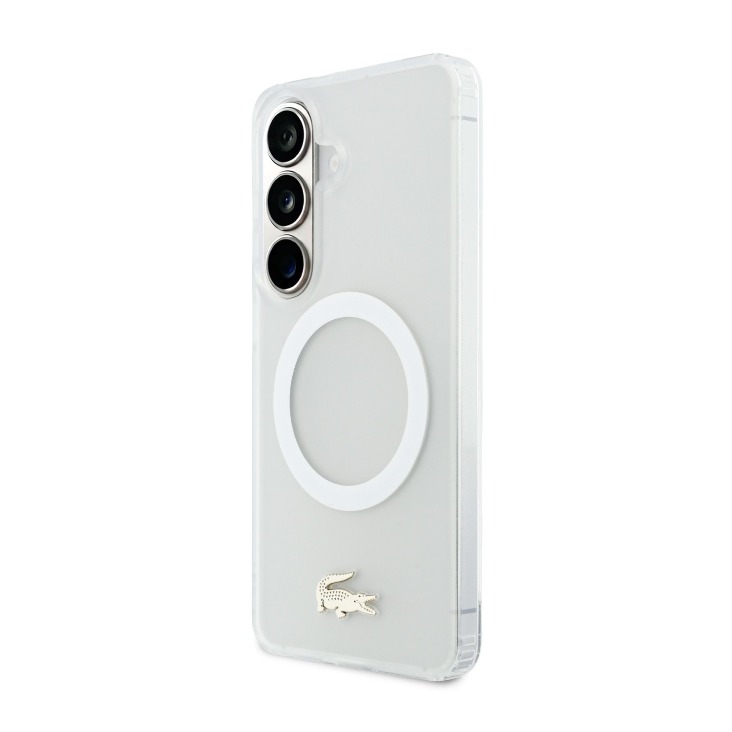 Lacoste PC/TPU Frosted Finish Gold Logo Magnetic Zadní Kryt pro Samsung Galaxy S26 White