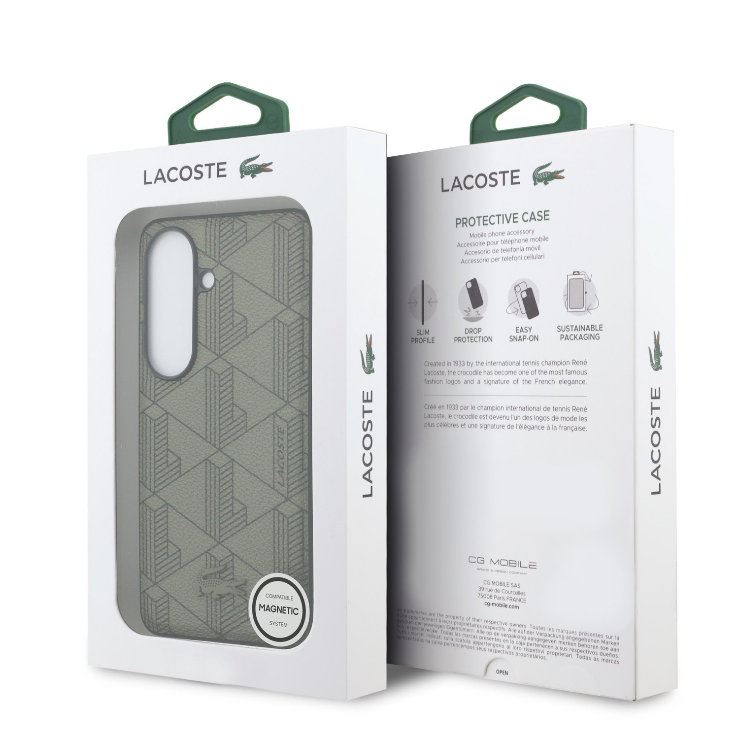 Lacoste PVC Blend Monogram Magnetic Zadní Kryt pro Samsung Galaxy S26 Khaki