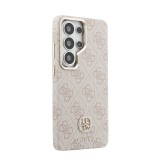 Guess PU Leather 4G Strass Logo Gold Frame Magnetic Zadní Kryt pro Samsung Galaxy S26 Ultra Pink