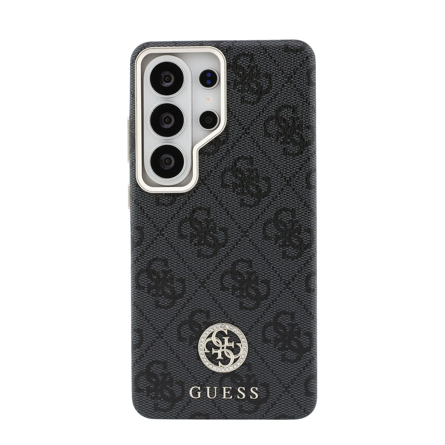 Guess PU Leather 4G Strass Logo Gold Frame Magnetic Zadní Kryt pro Samsung Galaxy S26 Ultra Black