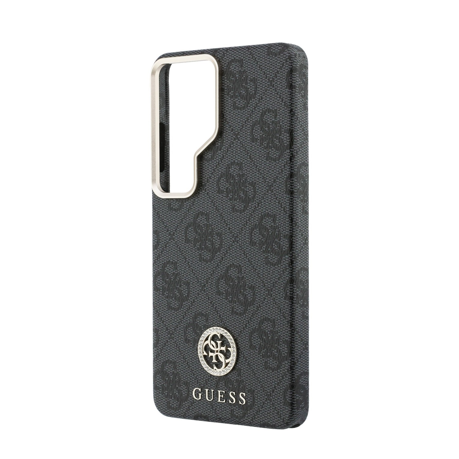 Guess PU Leather 4G Strass Logo Gold Frame Magnetic Zadní Kryt pro Samsung Galaxy S26 Ultra Black