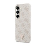 Guess PU Leather 4G Strass Triangle Logo Gold Frame Magnetic Zadní Kryt pro Samsung Galaxy S26 Pink
