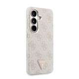 Guess PU Leather 4G Strass Triangle Logo Gold Frame Magnetic Zadní Kryt pro Samsung Galaxy S26 Pink