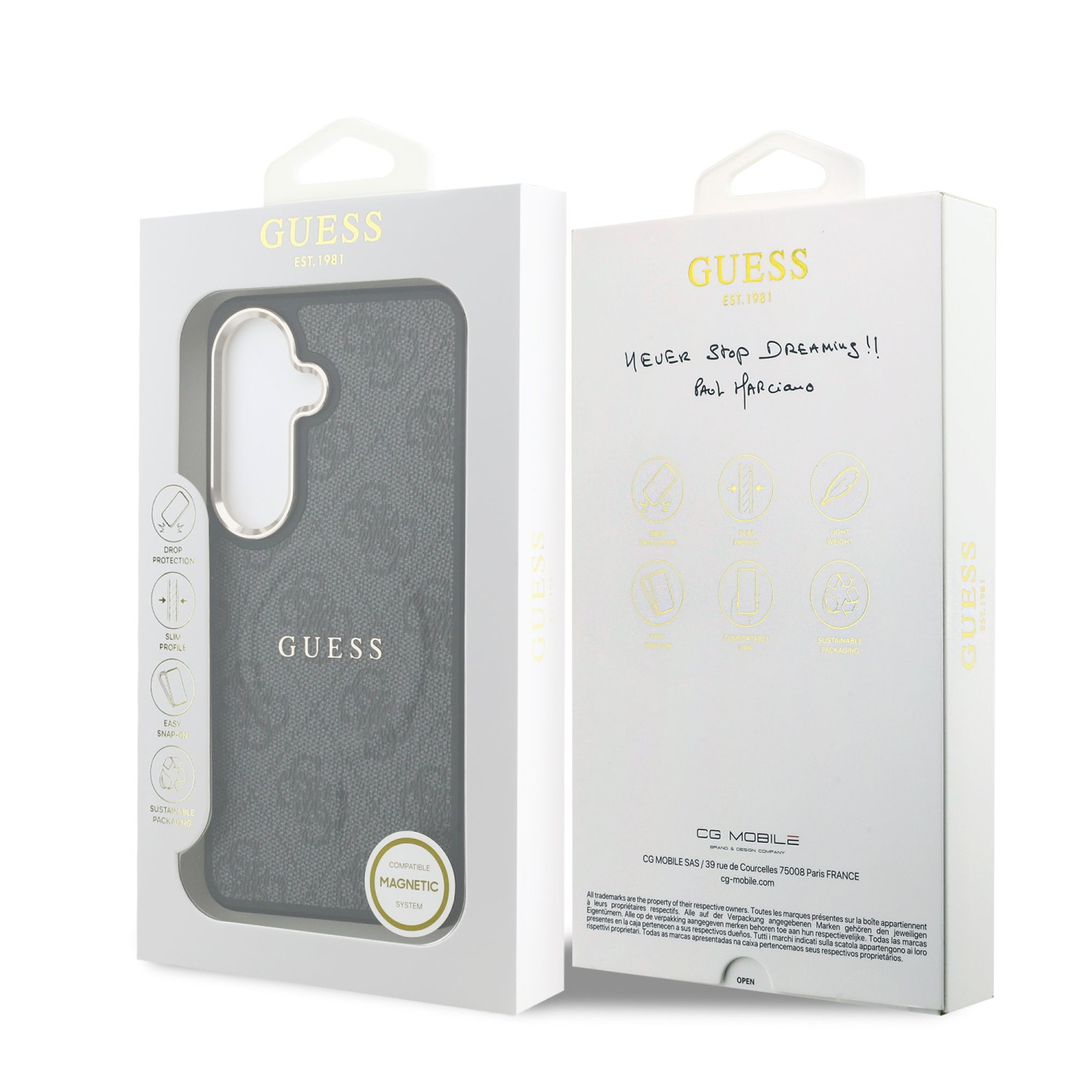 Guess PU Leather 4G Gold Frame Magnetic Zadní Kryt pro Samsung Galaxy S26+ Black