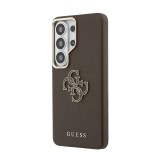 Guess PU 4G Resin Metal Logo Zadní Kryt pro Samsung Galaxy S26 Ultra Brown