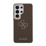 Zadní kryt Guess PU 4G Resin Metal Logo pro Samsung Galaxy S26, hnědá