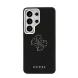 Guess PU 4G Resin Metal Logo Zadní Kryt pro Samsung Galaxy S26 Ultra Black