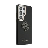 Guess PU 4G Resin Metal Logo Zadní Kryt pro Samsung Galaxy S26 Ultra Black