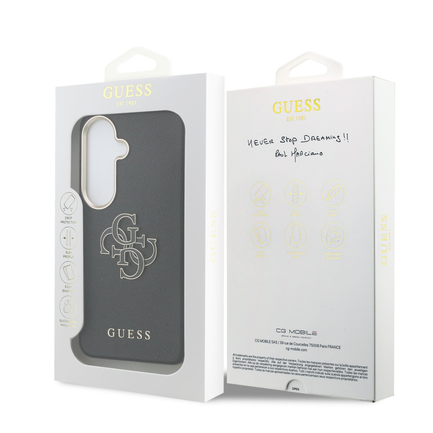 Guess PU 4G Resin Metal Logo Zadní Kryt pro Samsung Galaxy S26+ Black