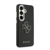 Guess PU 4G Resin Metal Logo Zadní Kryt pro Samsung Galaxy S26 Black