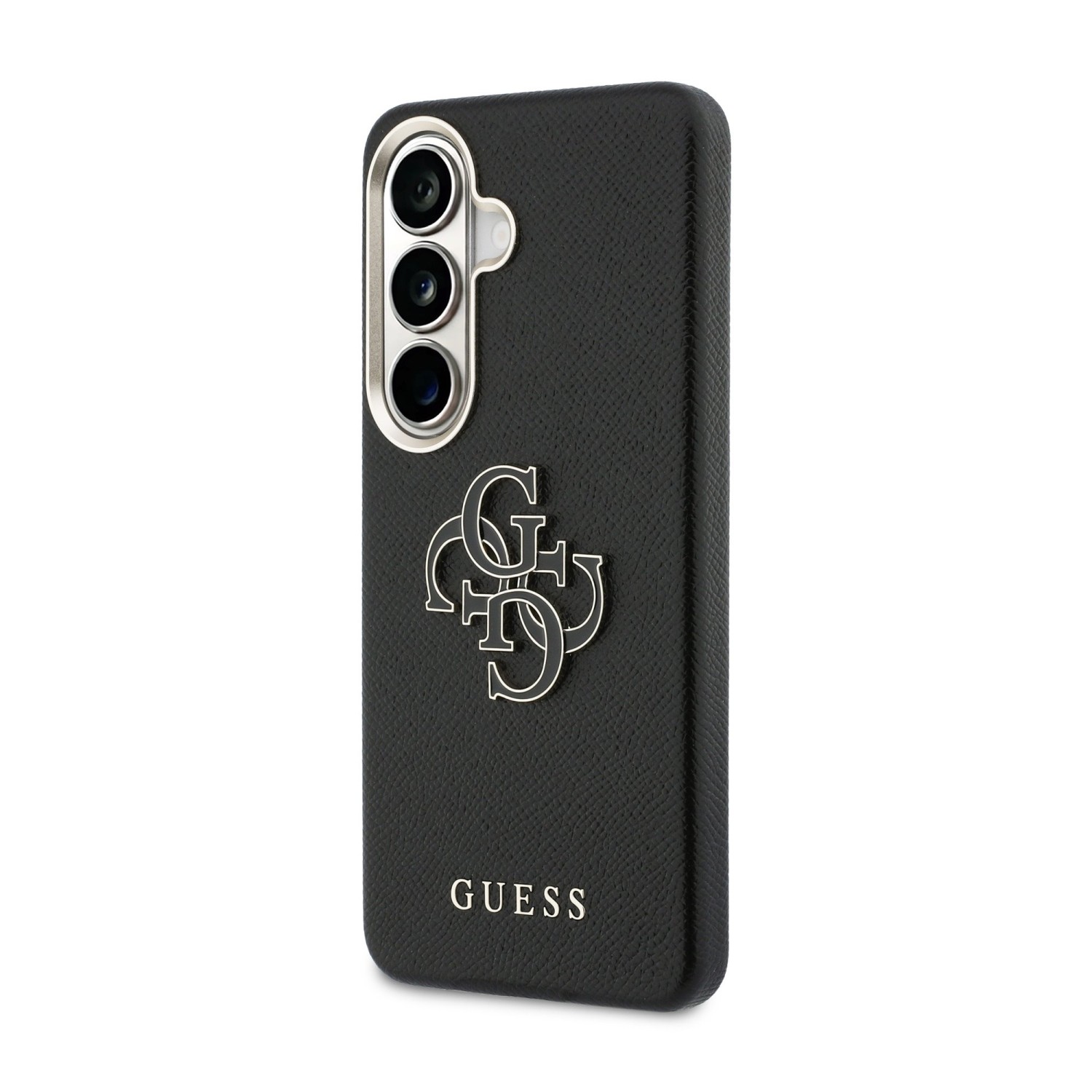 Guess PU 4G Resin Metal Logo Zadní Kryt pro Samsung Galaxy S26 Black