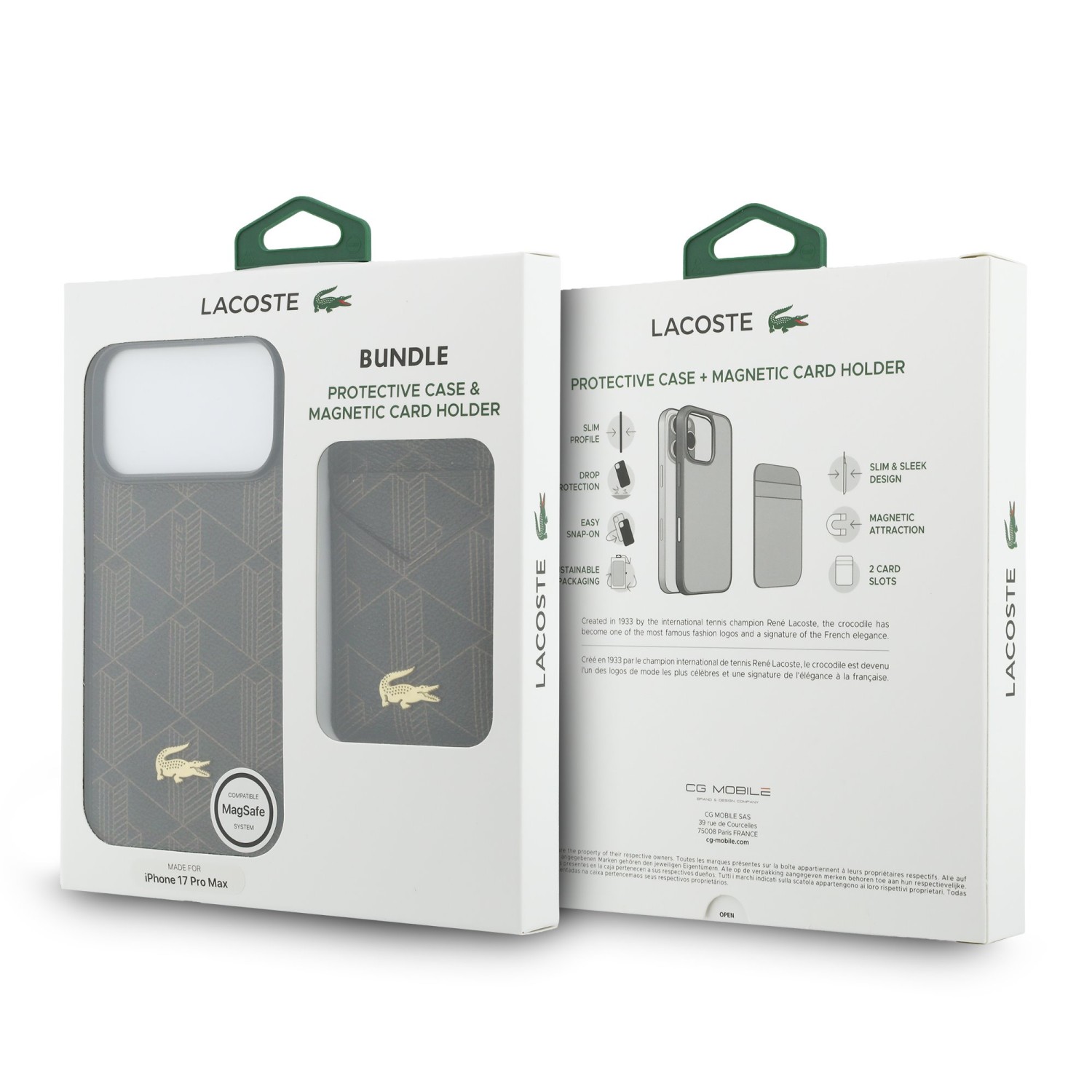 Lacoste PVC Blend MagSafe Zadní Kryt + Peněženka pro iPhone 17 Pro Max Brown