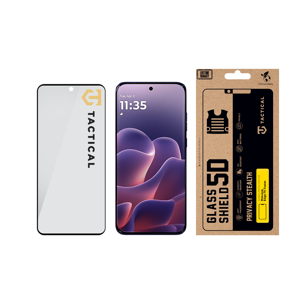 Tactical Glass Shield Privacy Stealth 5D sklo pro Motorola Edge 70 Fusion Black
