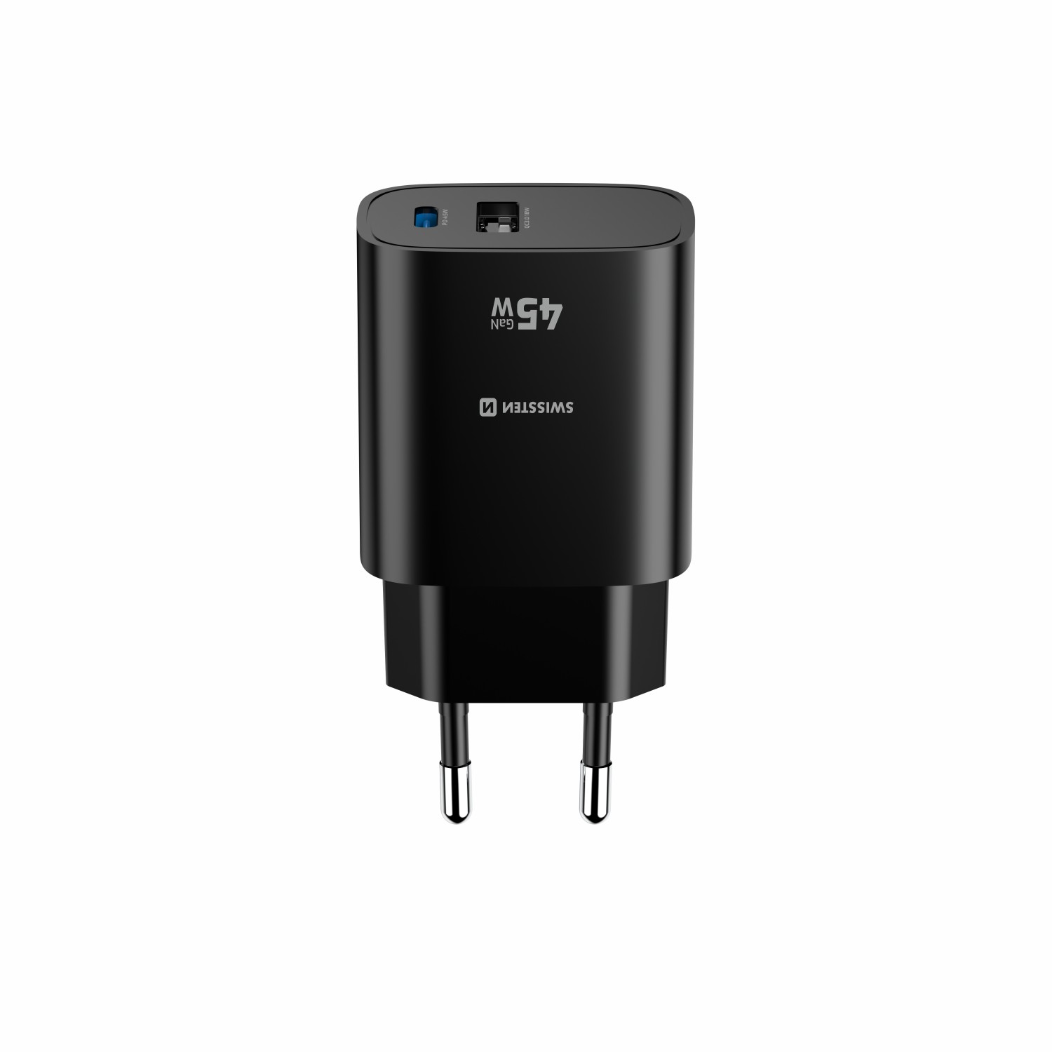 Swissten Síťový Adaptér Edge GaN 1x USB-C PD 45W + 1x USB-A 18W QC černá