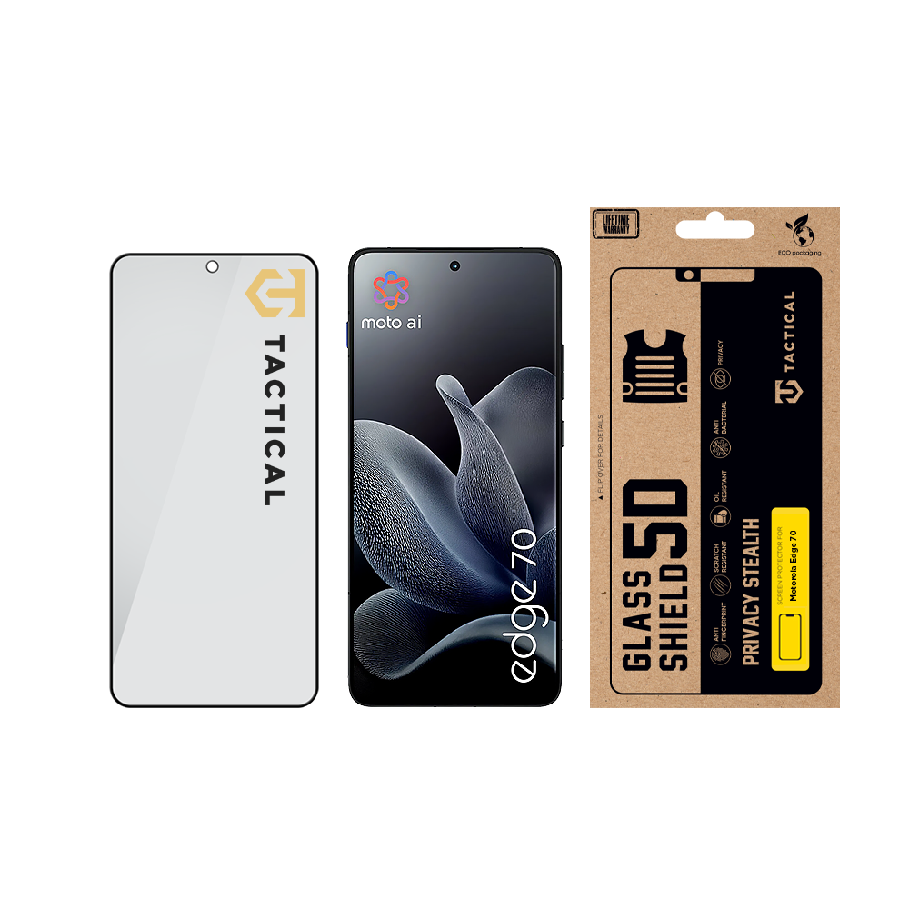 Tactical Glass Shield Privacy Stealth 5D sklo pro Motorola Edge 70 Black