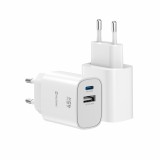 Swissten Síťový Adaptér Edge GaN 1x USB-C PD 45W + 1x USB-A 18W QC bílá