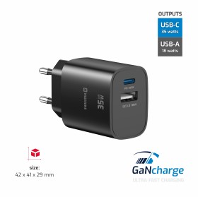 Swissten Sieťový Adaptér Edge GaN 1x USB-C PD 35W + 1x USB-A 18W QC čierna